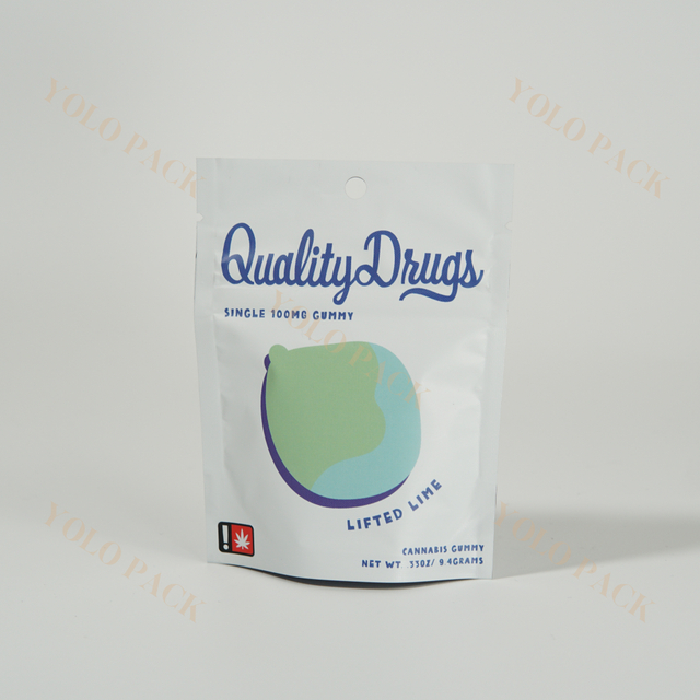 Customized Plastic Stand Up Pouch With Zipper Smell Proof Candy Dried Fruit Lemon Flavored Cannabis Gummies Food Grade Packaging Bag