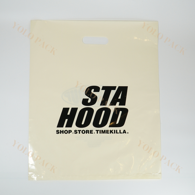 Custom Eco-friendly Own Logo Die Cut Handle Bag Reusable Plastic Useful Daily Life Supermarket Carry Shopping Clothing Grocery Packaging Bags