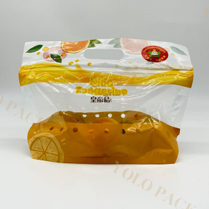 Fresh Fruits Vegetables Packaging Stand Up Pouch with Handle And Vents Standing-up Composite Plastic Zipper Lock Food Pckaging Bag