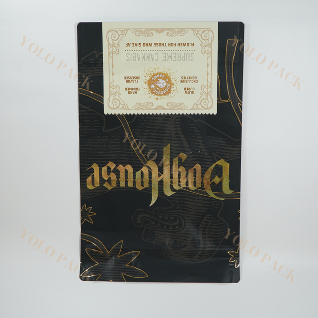 Customize Cannabis Packaging Bag Bronzing Printing With Zipper Medicine Drugs Small Pouch Plastic Three Sides Sealed Bag