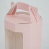 Personalized Beautiful Pink Paper Bag With Handle Transparent Window Design For Candy Necklace Accessories Packaging Jewelry Box