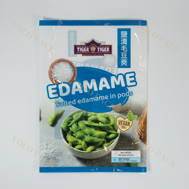 Customizable Three Sides Sealed Bags Plastic Food Grade Hairy Bean Pod Packaging Frozen Preservation Could Store at -18'C Or Below Capacity 1kg Transparency Band Pattern Bags