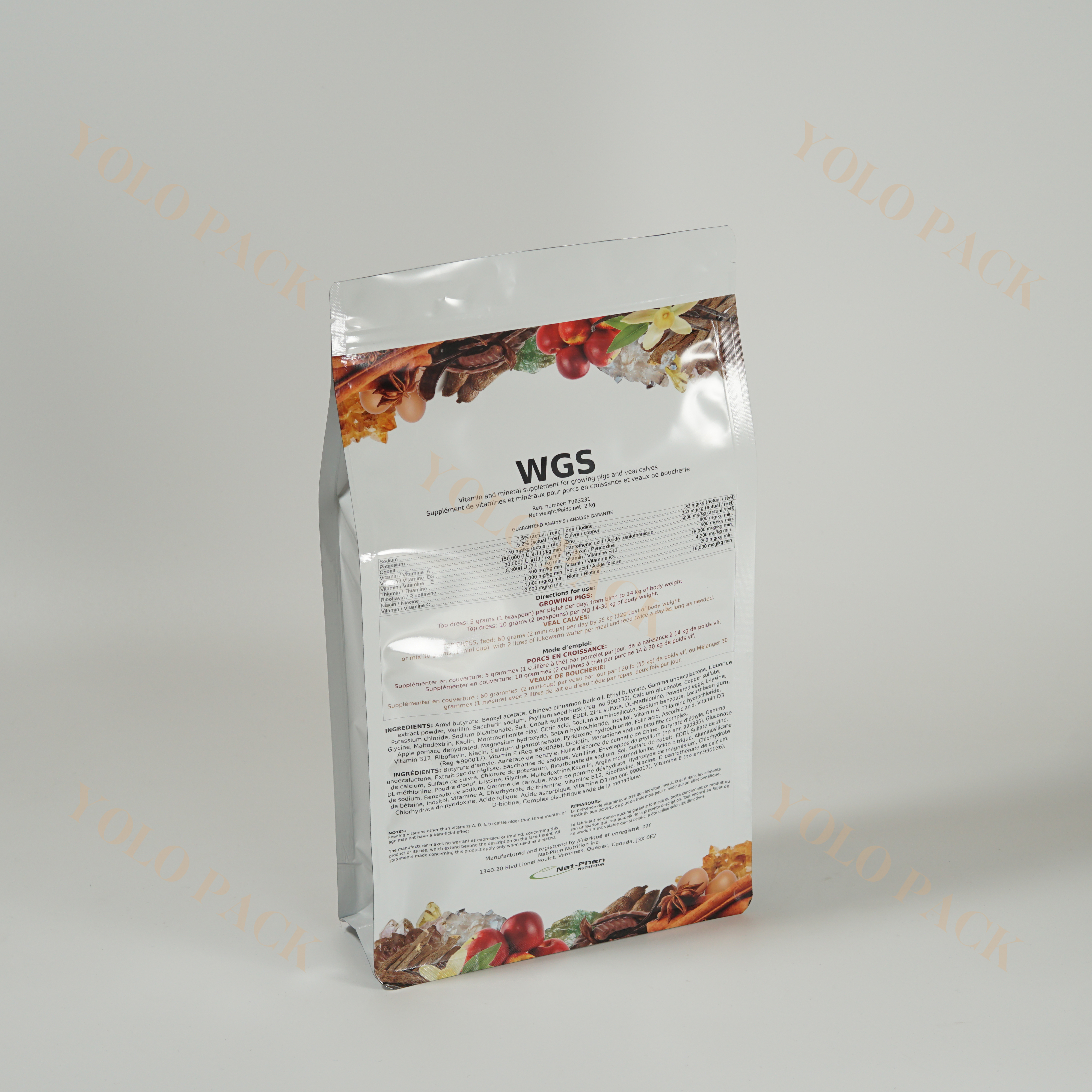 Custom Printing Vertical Waterproof High Barrier Glossy Finish with Resealable Zipper Bags Quad-seal with Side Gusset Horses Treat Package Bag