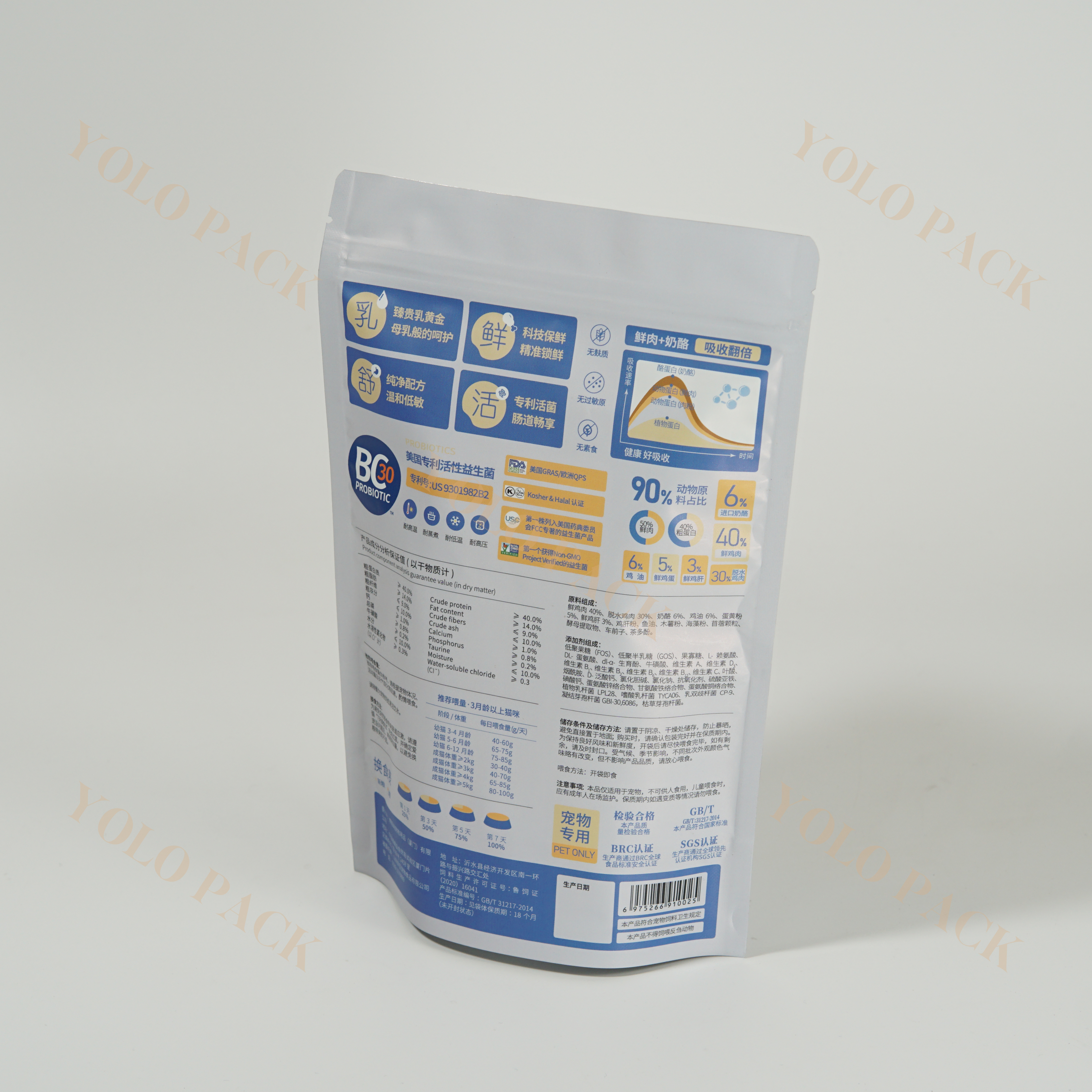 Food Grade Plastic Spot UV Printing Accpeted Aroma Lock Pet Food Flat Bottom Bag Eco-Friendly Doypack Private Label Packaging Supplier Pet Food Stand Up Pouch