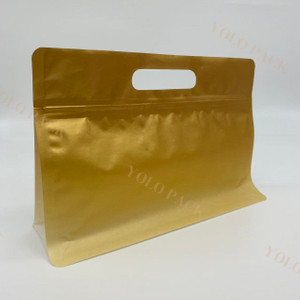 For Confectionery Supplements Dry Goods Elegant Stock Solution with Side Gusset Window Horizontal Stand Up Pouch 8 Side Seal Bag with Handle