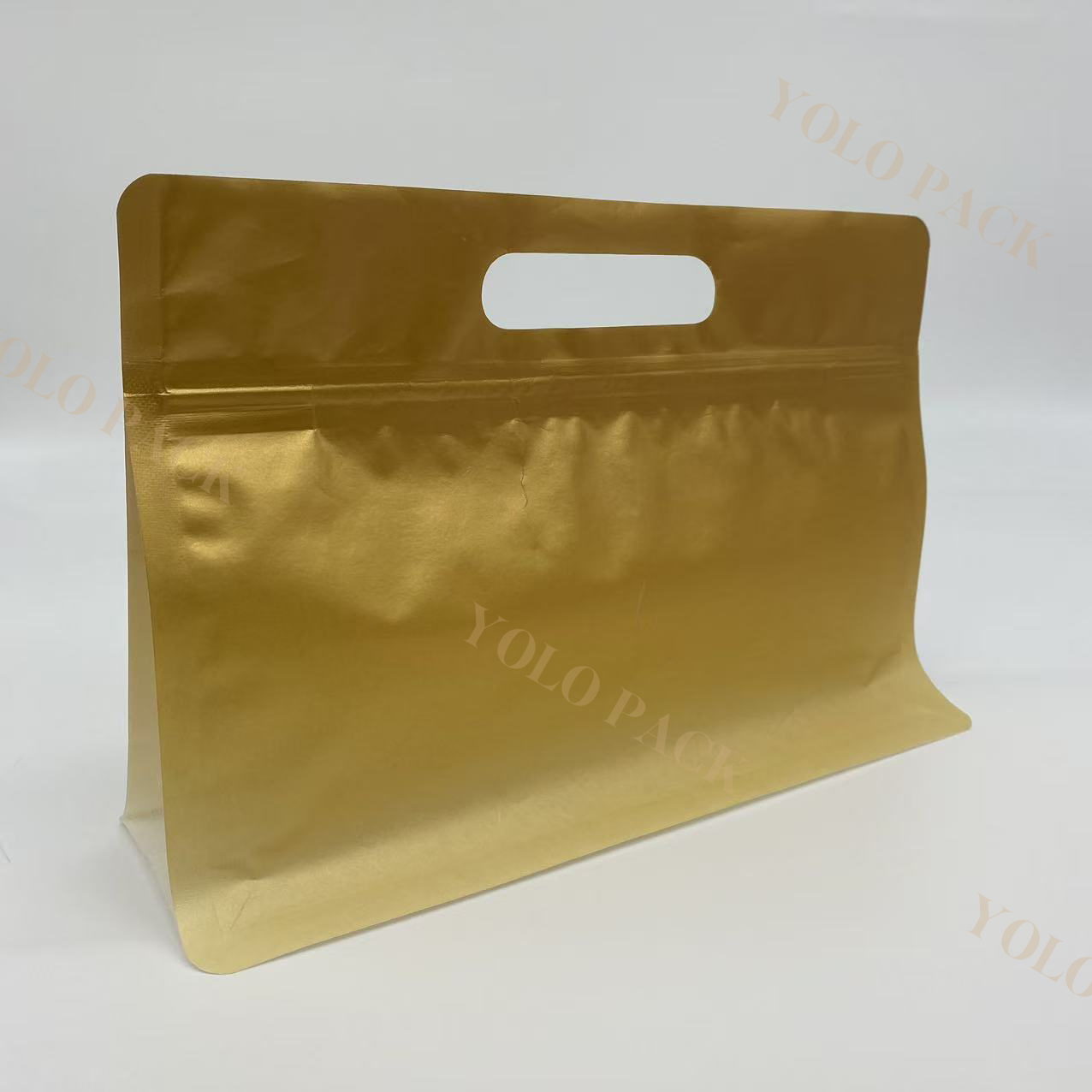 For Confectionery Supplements Dry Goods Elegant Stock Solution with Side Gusset Window Horizontal Stand Up Pouch 8 Side Seal Bag with Handle