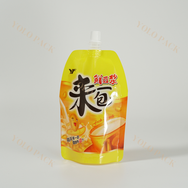 Customize Color Printing Plastic Spout Pouch Soybean Milk Liquid Packaging Reusable Transparent And Visible Bottom Stand Up Pouch