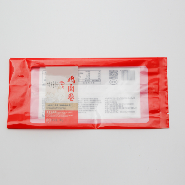 OEM Food Back Side Sealed Bag Frozen Chicken Rolls Halal Retain Freshness Food Packaging Bag Front With Transparent Visible Window