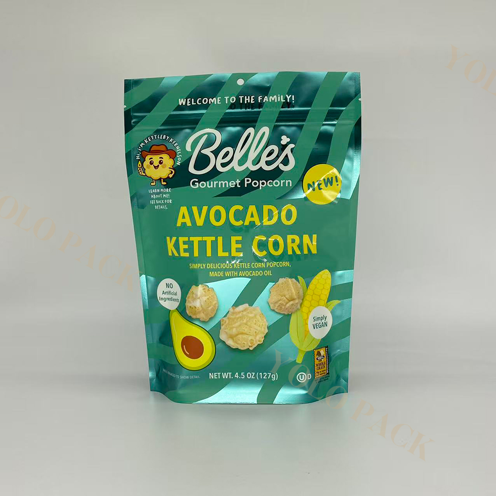 Hot Sell Chips Cookies Puffed Food Snacks Flour Rice Grains Cereals Candy Cookies Coffee Bean Standing Popcorn Packaging Custom