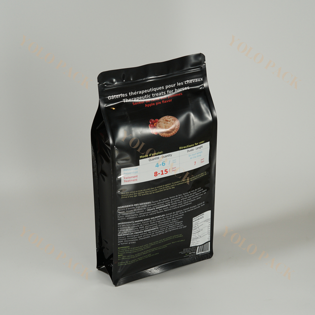 Custom Printing Vertical Waterproof High Barrier Glossy Finish with Resealable Zipper Bags Quad-seal with Side Gusset Horses Treat Package Bag