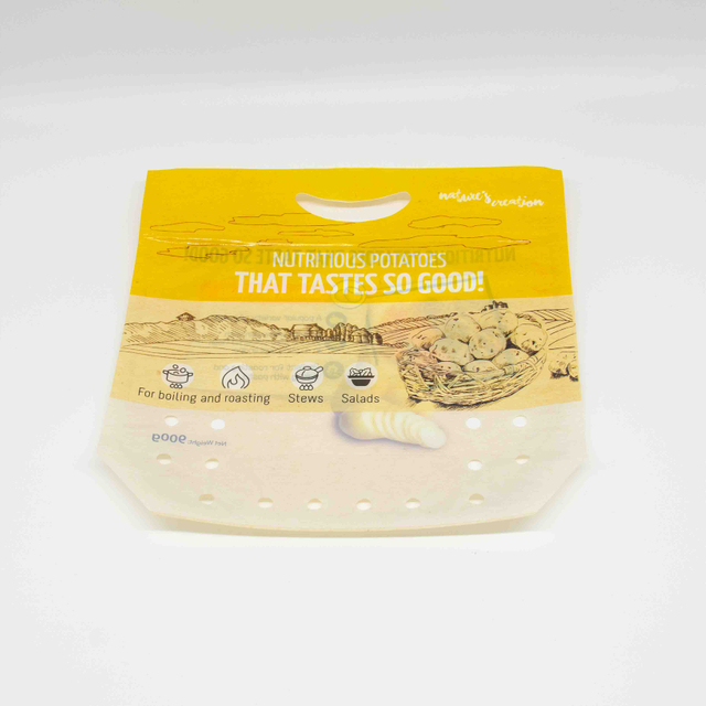 Potatoes Packaging Bags Wholesale Farm Fresh Standing Up K-seal Bottom Gusset Produce Sack for with Handle Package Bag Fruit