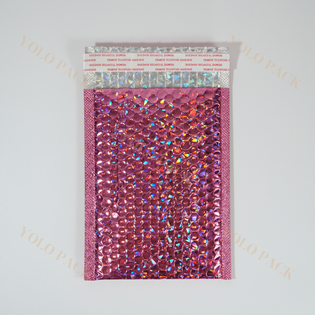 Personalization Rose Gold Waterproof Bubble Mailing Bags Shiny Mailer for Shipping Package Protective Padded Envelope Seal With Adhesive Packaging Bags