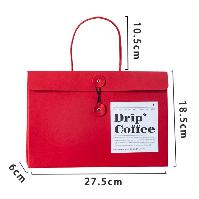 ODM Red Reusable Foldable Kraft Paper Bag Portable Hand-held Stand Up Wholesale Retail Packaging Paper Bag For Coffee
