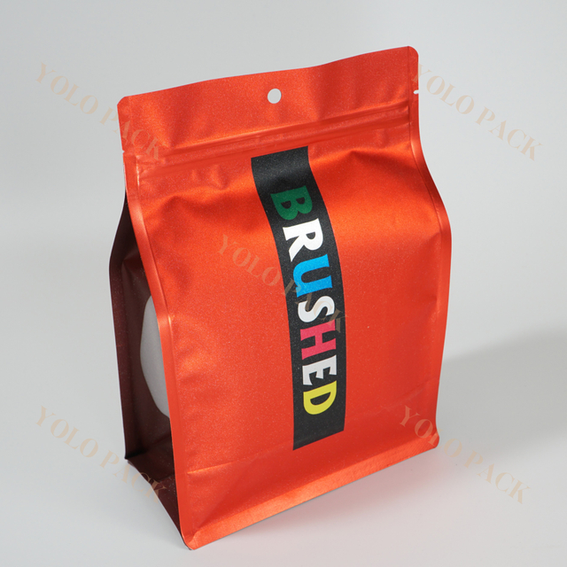 Large Capacity Custom Size Accept with Side Gusset Shaped Window Top Zipper Sealed for Nuts Bakery Biscuit Cookie Flat Bottom Zipper Bag