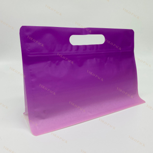 For Confectionery Supplements Dry Goods Elegant Stock Solution with Side Gusset Window Horizontal Stand Up Pouch 8 Side Seal Bag with Handle