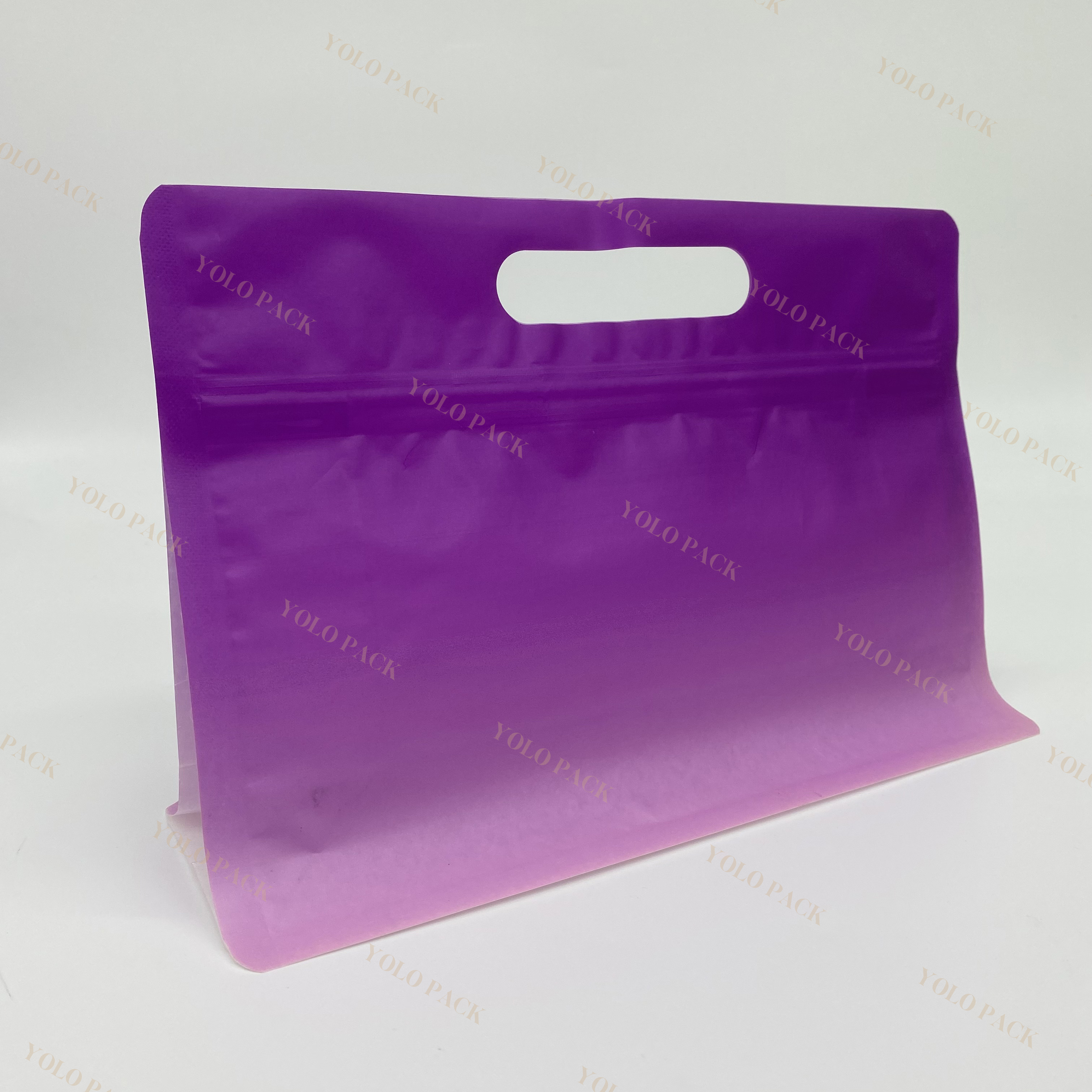 For Confectionery Supplements Dry Goods Elegant Stock Solution with Side Gusset Window Horizontal Stand Up Pouch 8 Side Seal Bag with Handle