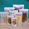 100pcs Per Pack in Stock Food Storage Laser Film Heat Sealable for Food Packaging Glossy Ziplock Stand Pouches Self Standing Bottom Pouches