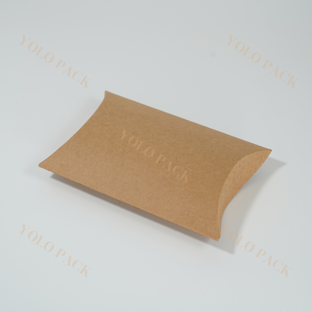 Custom-tailor Pillow Shaped Pure Brown Kraft Small Paper Box Foldable Business Soap Towel Candy Snacks And Various Gadget Crafts Packaging Box