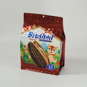 Factory Custom Eight Sides Sealed Zipper Bags With Window Food Grade Nuts Packaging Colorful Aluminum Foil Square Bottom Stand Up Glossy Bag
