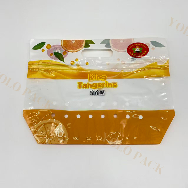 Fresh Fruits Vegetables Packaging Stand Up Pouch with Handle And Vents Standing-up Composite Plastic Zipper Lock Food Pckaging Bag