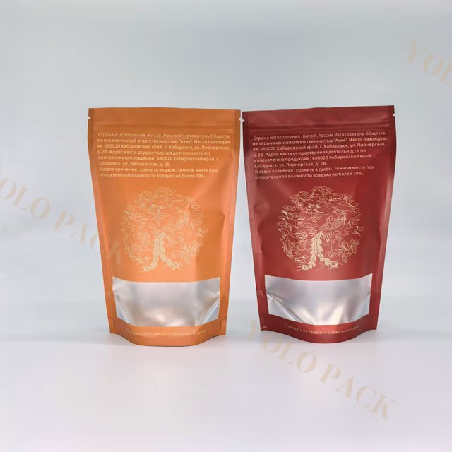 Custom Printing Food Grade Matte Plastic Stand Up Pouch with Zipper Doypack Bags for Biscuits Popcorn Candy Food Snack Packaging Tea Bag