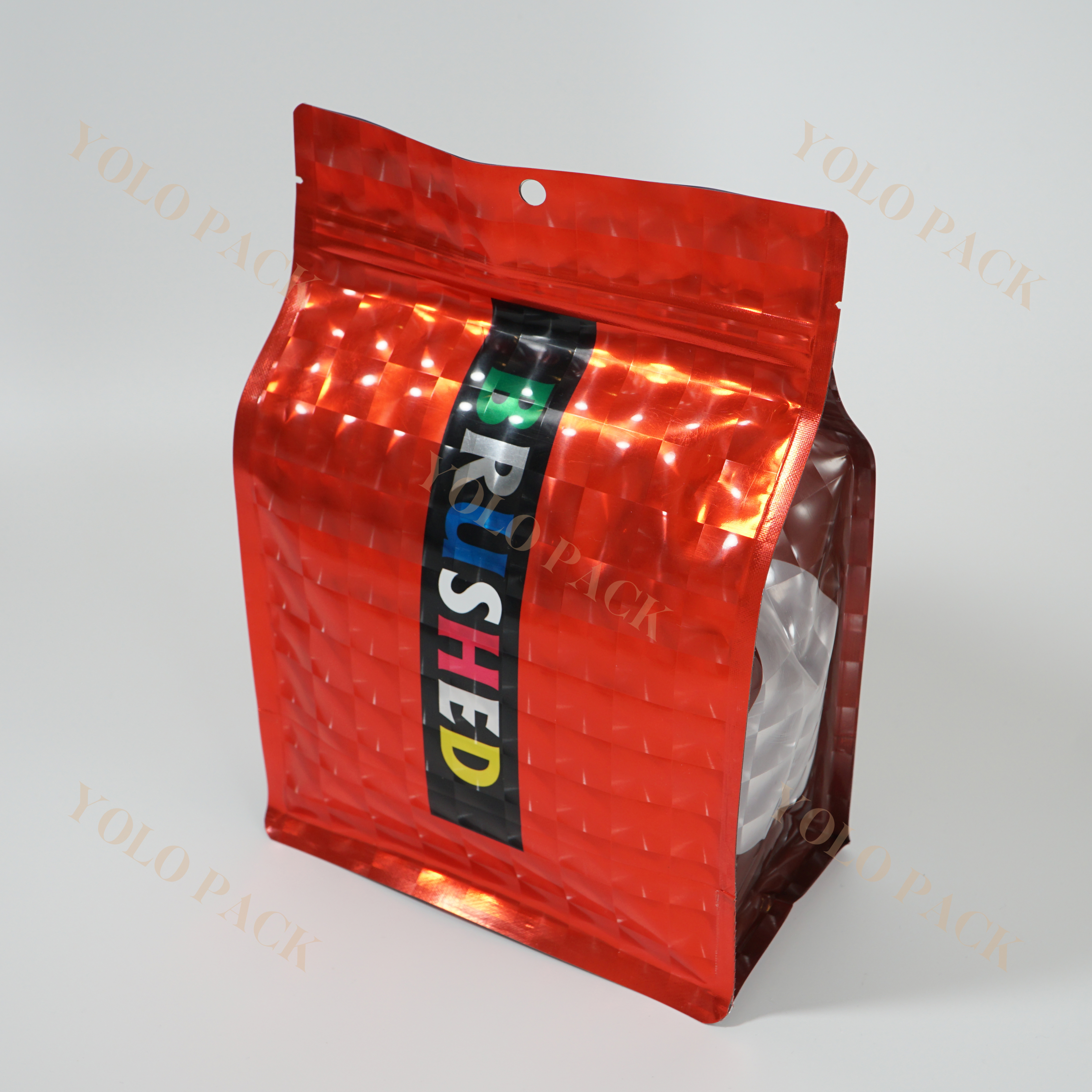 Large Capacity Custom Size Accept with Side Gusset Shaped Window Top Zipper Sealed for Nuts Bakery Biscuit Cookie Flat Bottom Zipper Bag