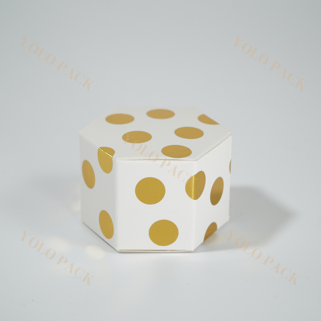 OEM Gold Foil Printing Polygonal Box Christmas Wedding Party Favors Decoration Candy Chocolate Gift Hexagon Bronzing Paper Boxes