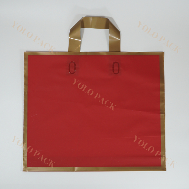 Custom Plastic Shopping Bags With Handle Frosted Printing Gold Edge Portable Promotional Gift Garment Shoes Packaging Bags