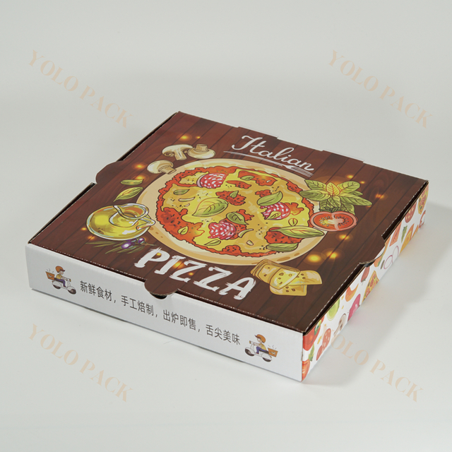 OEM Aluminum Foil Pizza Boxes Heat Preservation Takeout Food Packaging Delivery Square Corrugated Paper Box Various Sizes Available