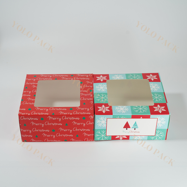 Custom Square Paper Box Christmas Biscuit Chocolate Cupcake Cookie Bakery Treat Gift Packaging Box With Clear Window Multiple Models Choose