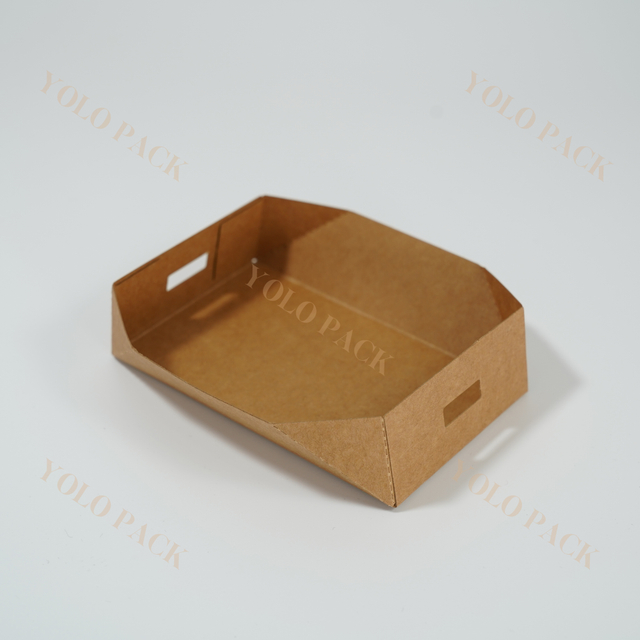 Customizable Disposable Foldable With Handle Brown Kraft Paper Box Takeaway French Fries Chicken Rice Flower Fried Food Burger Tray Packaging Box