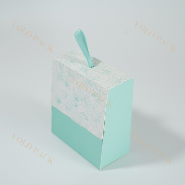 Customize Special Shaped Box Portable Folding Rectangular With Ribbon Handle Pendant Jewelry Gift Party Candy Paper Box