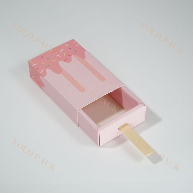 Custom Personalized Drawer Box With Drawstring Eco Friendly Paper Cardboard Pink Pattern To Hold Gifts Slide Opening Drawer Paper Box