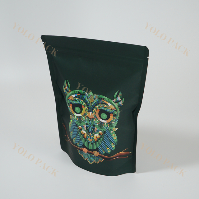 Customization ECO-Friendly Recyclable Plastic Stand Up Pouch Owl Pattern Printing Smell Proof Aluminum Foil Candy Coffee Packaging Bag