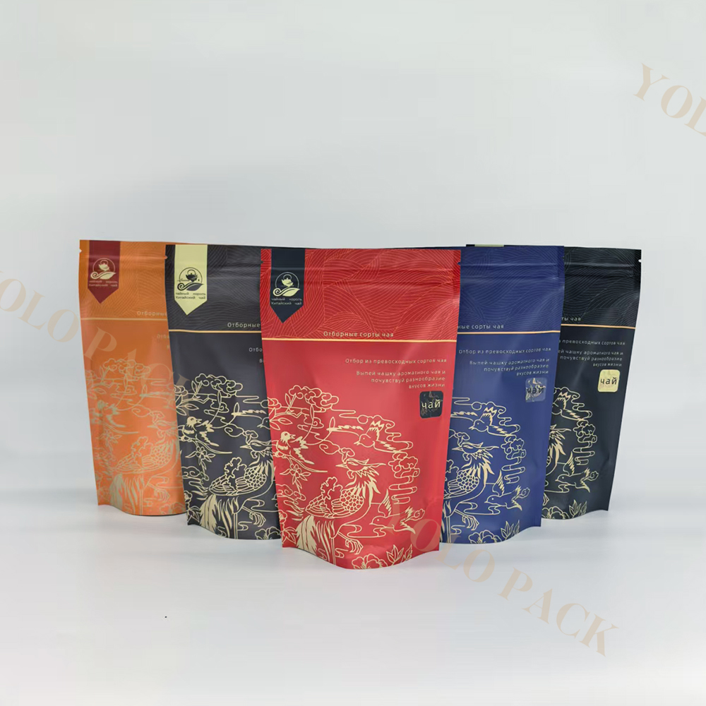 Low MOQ for Custom Printing Logo Design Food Grade Material Herbal Tea Pouches with Window High Barrier Tea Bag Packaging