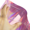 Eye-Catch Rainbow Film Packaging Clear Front Print Logo Accepted Customizable Stock Ready Bags for Clothes Jewelry Holographic Stand-up Pouch