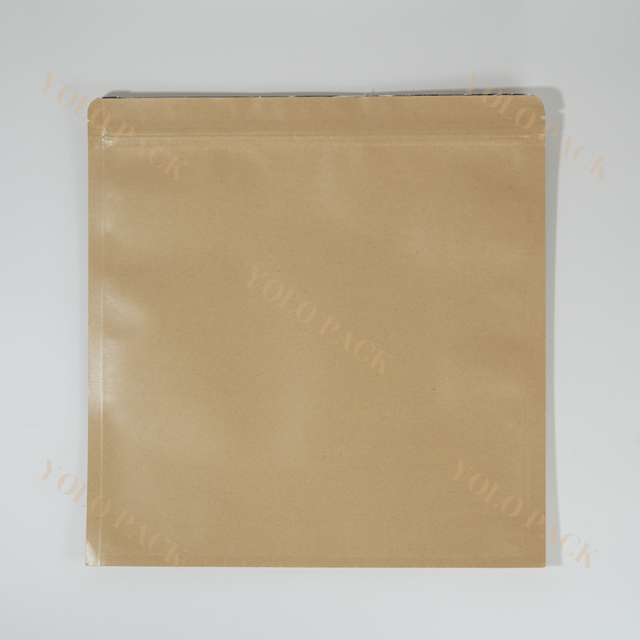 ODM Brown Kraft Paper Three Sides Sealed Bag With Zipper Dried Mushroom Coffee Tea Dry Food Nuts Self Sealing Packaging Bag