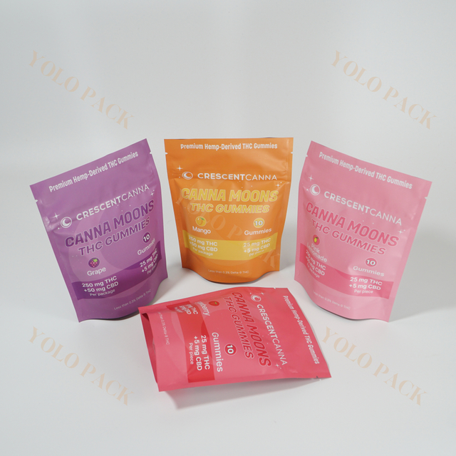 Factory Direct Reusable Color Printing Aluminum Foil Self Standing Cannabis Bag With Zipper Multiple Flavors Of Gummies Candy Packaging Bags