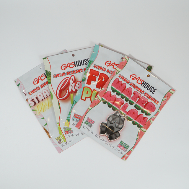 Personalization Plastic Three Sides Sealed Zipper Bags Food Grade Resealable Smell Proof Choose Different Flavors Candy Gummies Aluminum Foil Packaging Bag