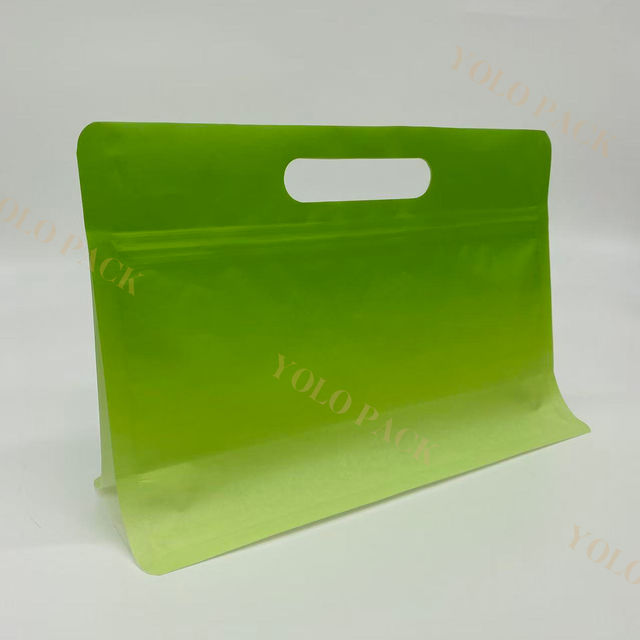 For Confectionery Supplements Dry Goods Elegant Stock Solution with Side Gusset Window Horizontal Stand Up Pouch 8 Side Seal Bag with Handle