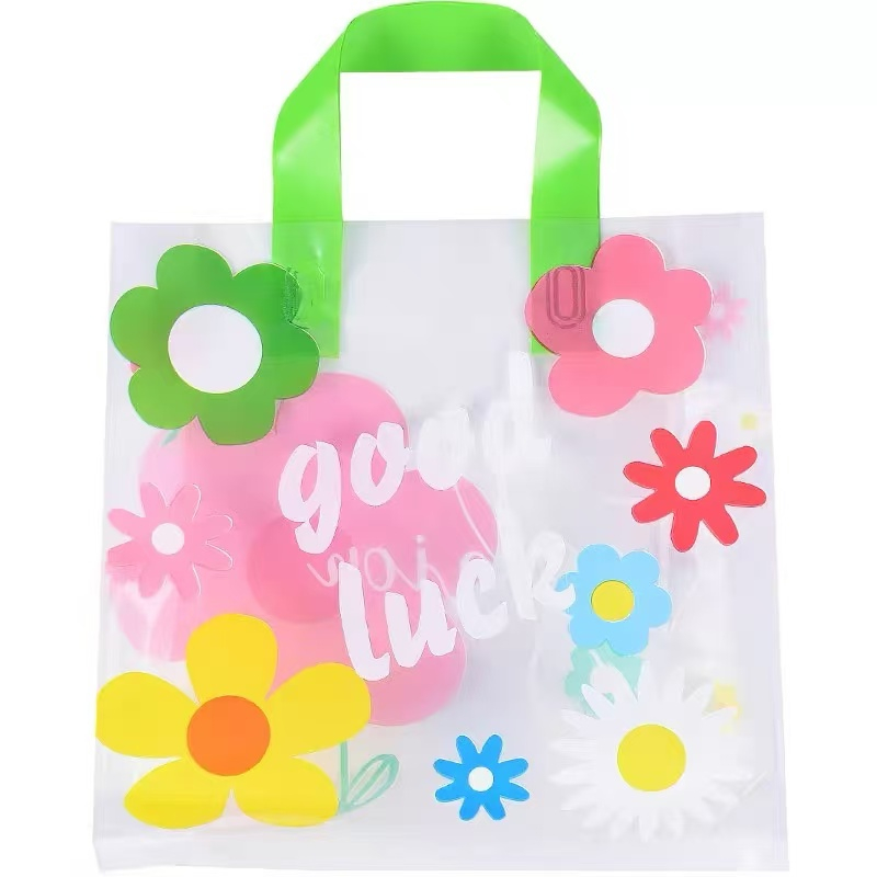 Customized Logo Boutique Grocery Store Gift Fashion Colorful Business Plastic Handle Shopping Bag